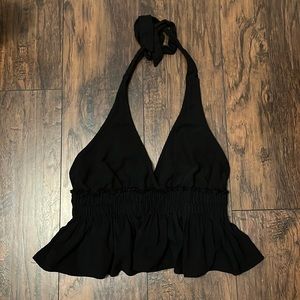 Black Tie Halter Top